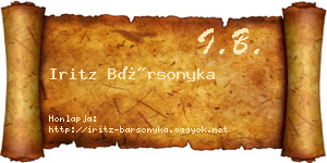 Iritz Bársonyka névjegykártya